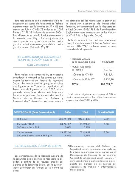 Actividades de gestión - Seguridad Social