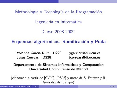 Ramificación y Poda - Universidad Complutense de Madrid