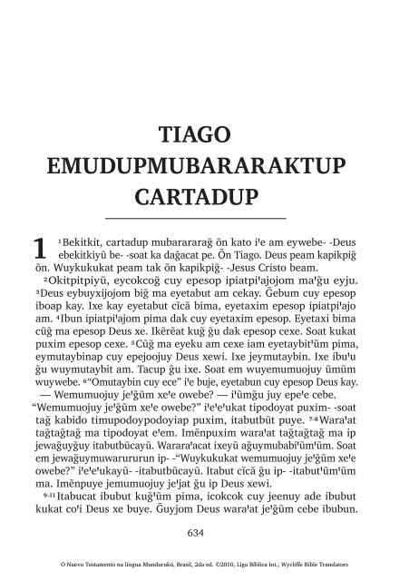 O Novo Testamento na língua Mundurukú - Tiago - Splash page of ...
