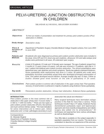 pelvi-ureteric junction obstruction in children - Journal of Surgery ...