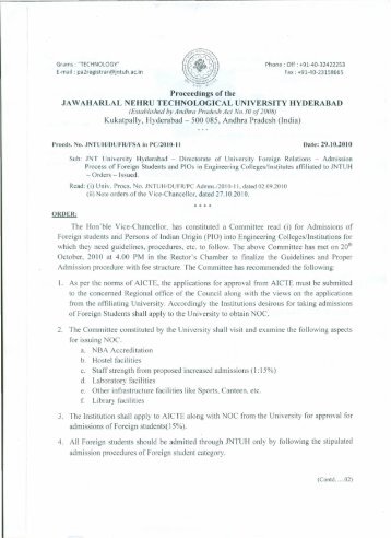 JNTUH - DUFR - Jawaharlal Nehru Technological University
