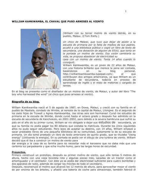 william kamkwamba, el chaval que puso arneses al viento