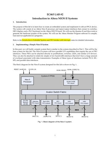 EC463 LAB #2 Introduction to Altera NIOS II Systems