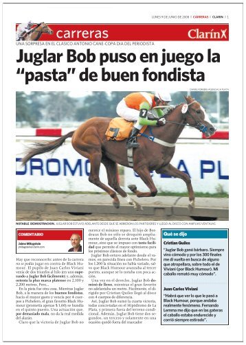 Juglar Bob puso en juego la “pasta” de buen fondista - Clarín.com