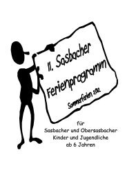 für Sasbacher und Obersasbacher Kinder und Jugendliche ab 6 ...