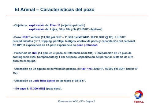 El Arenal – Pozo de exploración HPHT