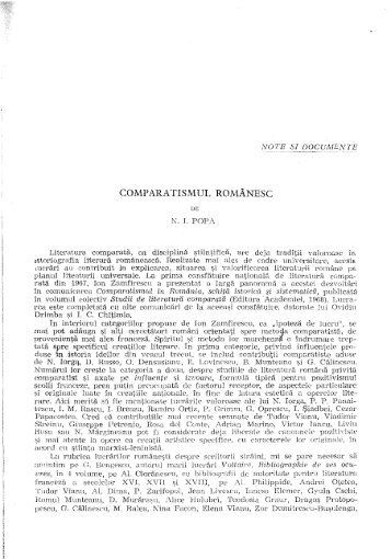 N. I. POPA, Comparatismul românesc - Anuar de Lingvistică şi ...
