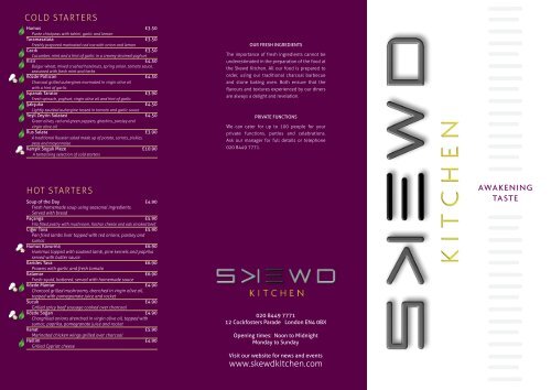 À la carte Menu - SKEWD Kitchen