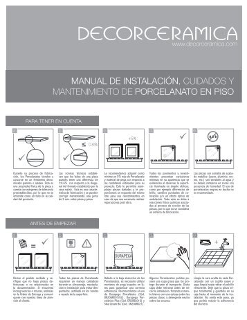 manual de instalación, cuidados y mantenimiento ... - Decorceramica