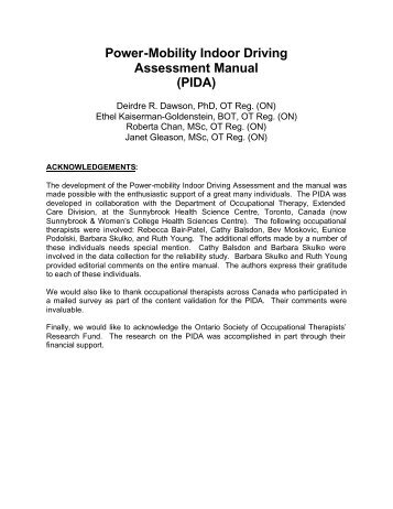 Power-Mobility Indoor Driving Assessment Manual (PIDA)