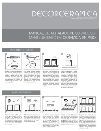 manual de instalación, cuidados y mantenimiento ... - Decorceramica