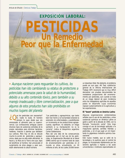 Pesticidas: Un Remedio Peor que la Enfermedad - Revista Ciencia ...
