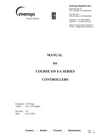 Manual for course on i/a series controllers - The Cassandra Project