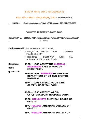 Curriculum vitae di Salvatore Iannotti - GenomicaMente