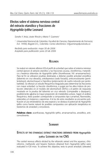 Efectos sobre el sistema nervioso central del extracto etanólico y ...