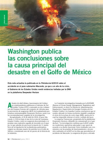 Washington publica las conclusiones sobre la causa ... - Petrotecnia