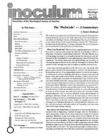 The "PhyloCode" - - A Commentary - Mycological Society of America