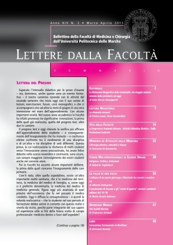 2.Lettere della Facoltà marzo-aprile 2011.pdf - Facoltà di Medicina e ...