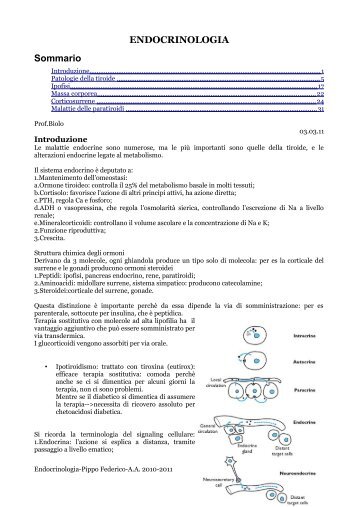 ENDOCRINOLOGIA Sommario - AppuntiMed