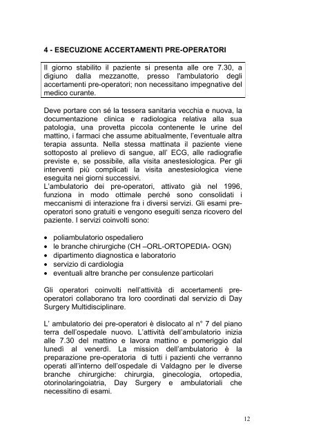 Carta dei Servizi Day Surgery Multidisciplinare Valdagno - ULSS5