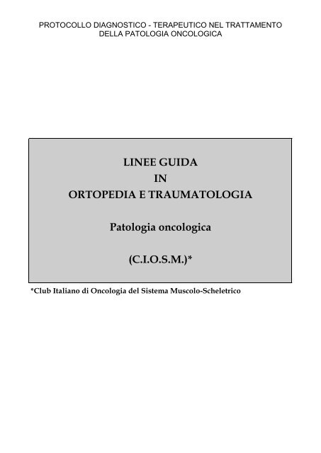 Protocollo diagnostico-terapeutico in patologia oncologica ... - Ciosm.it