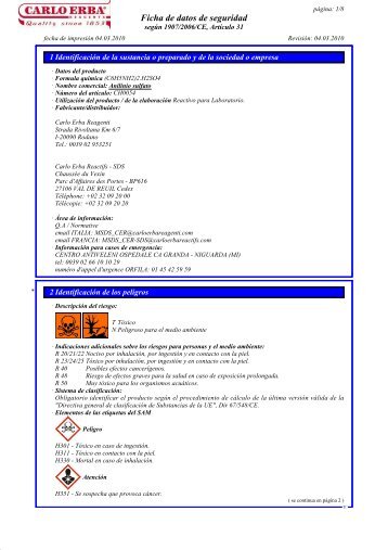 Ficha de datos de seguridad - Carlo Erba Reagents