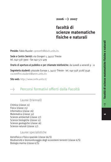 Guida 2006-07 alla Facoltà di Scienze MFN