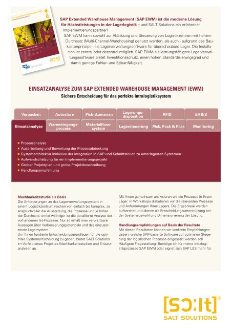 Einsatzanalyse zum SAP EWM - SALT Solutions GmbH