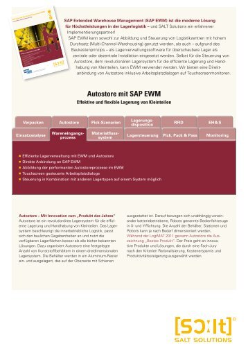 SAP EWM Autostore - Kleinteilelagerung - SALT Solutions GmbH