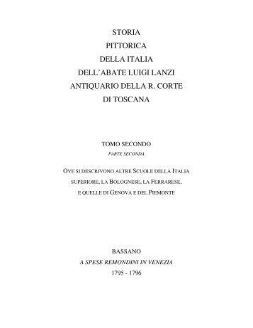 storia pittorica della italia dell'abate luigi lanzi - Fondazione ...