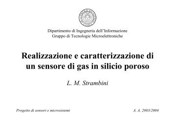 Sensore di gas in silicio poroso - Dipartimento di Chimica