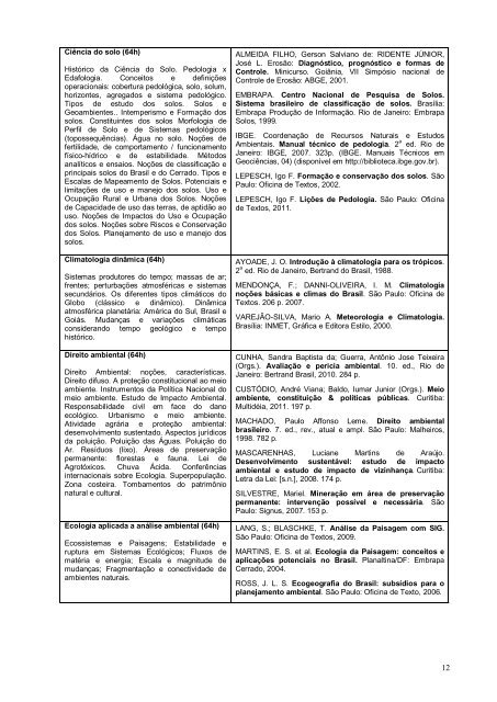 Projeto Pedagógico do Curso de Ciências Ambientais - IESA - UFG