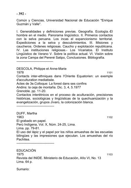 BIBLIOGRAFÍA DE LA AMAZONIA PERUANA - Instituto de ...