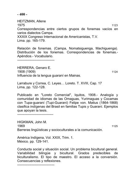 BIBLIOGRAFÍA DE LA AMAZONIA PERUANA - Instituto de ...