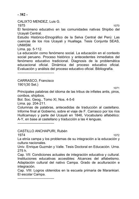 BIBLIOGRAFÍA DE LA AMAZONIA PERUANA - Instituto de ...