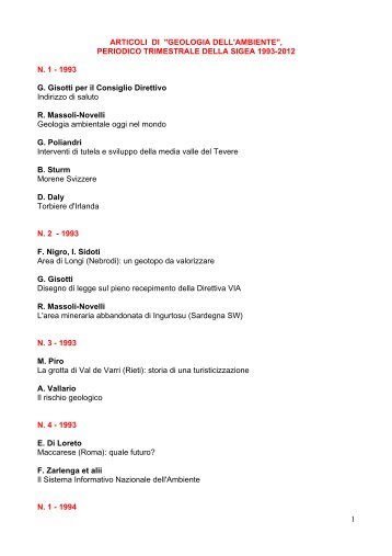 Elenco articoli GdA 1993-2012 - Sigea