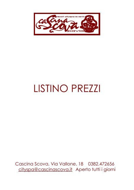 LISTINO PREZZI - Cascina Scova