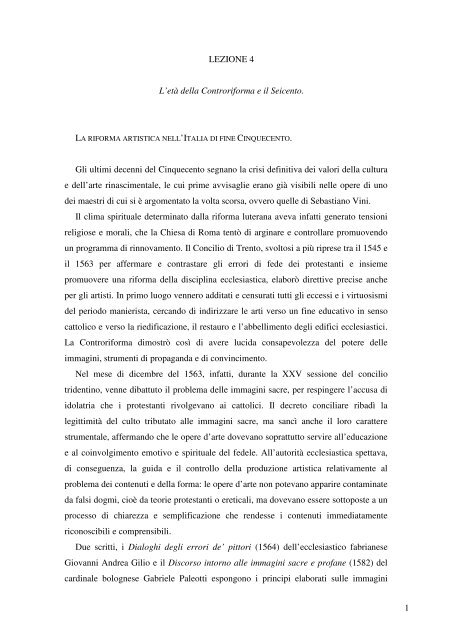 1 LEZIONE 4 L'età della Controriforma e il Seicento ... - Rilievo Urbano