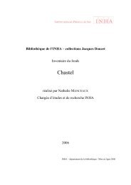 CLASSEMENT CHASTEL - Institut National d'Histoire de l'Art