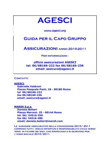 Assicurazioni-La guida per il capogruppo - Gruppo Scout Agesci ...