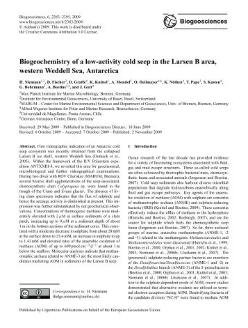 Biogeochemistry of a low-activity cold seep in the ... - Biogeosciences