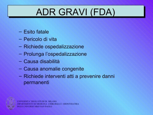 REAZIONI AVVERSE AI FARMACI