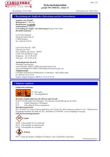 Sicherheitsdatenblatt - Carlo Erba Reagents