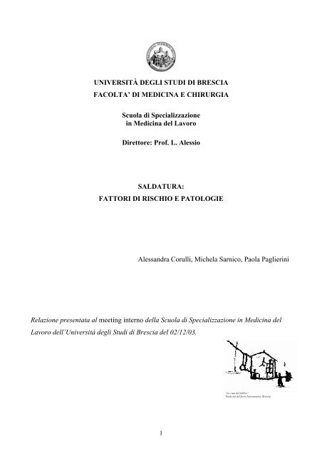 SALDATURA: - Medicina e Chirurgia - Università degli Studi di Brescia