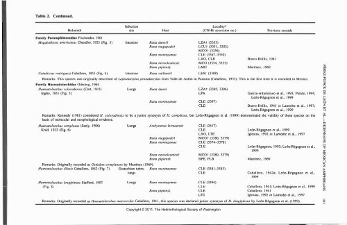 Comparative Parasitology 67(1) 2000 - Peru State College