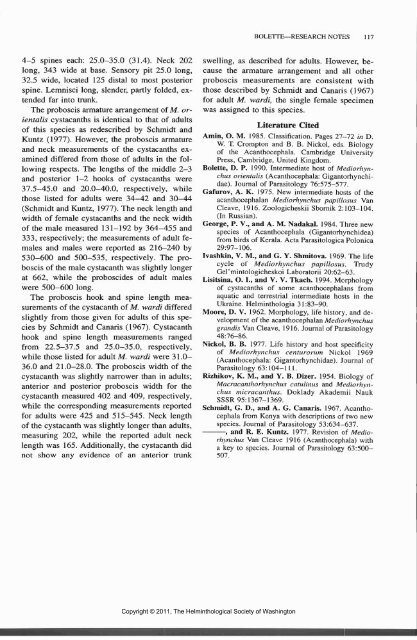 Comparative Parasitology 67(1) 2000 - Peru State College