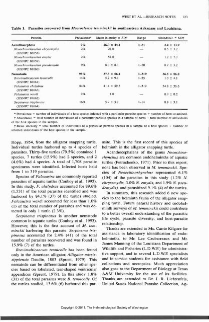 Comparative Parasitology 67(1) 2000 - Peru State College