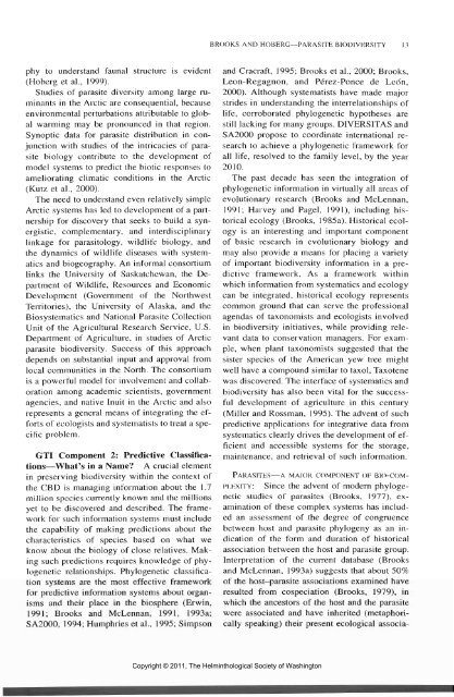 Comparative Parasitology 67(1) 2000 - Peru State College