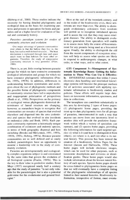 Comparative Parasitology 67(1) 2000 - Peru State College