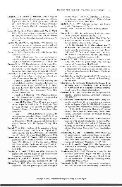 Comparative Parasitology 67(1) 2000 - Peru State College